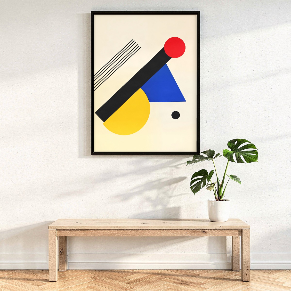 Bauhaus Print, Bold Diagonal Geometric Poster, Primary Color Abstract Wall Art