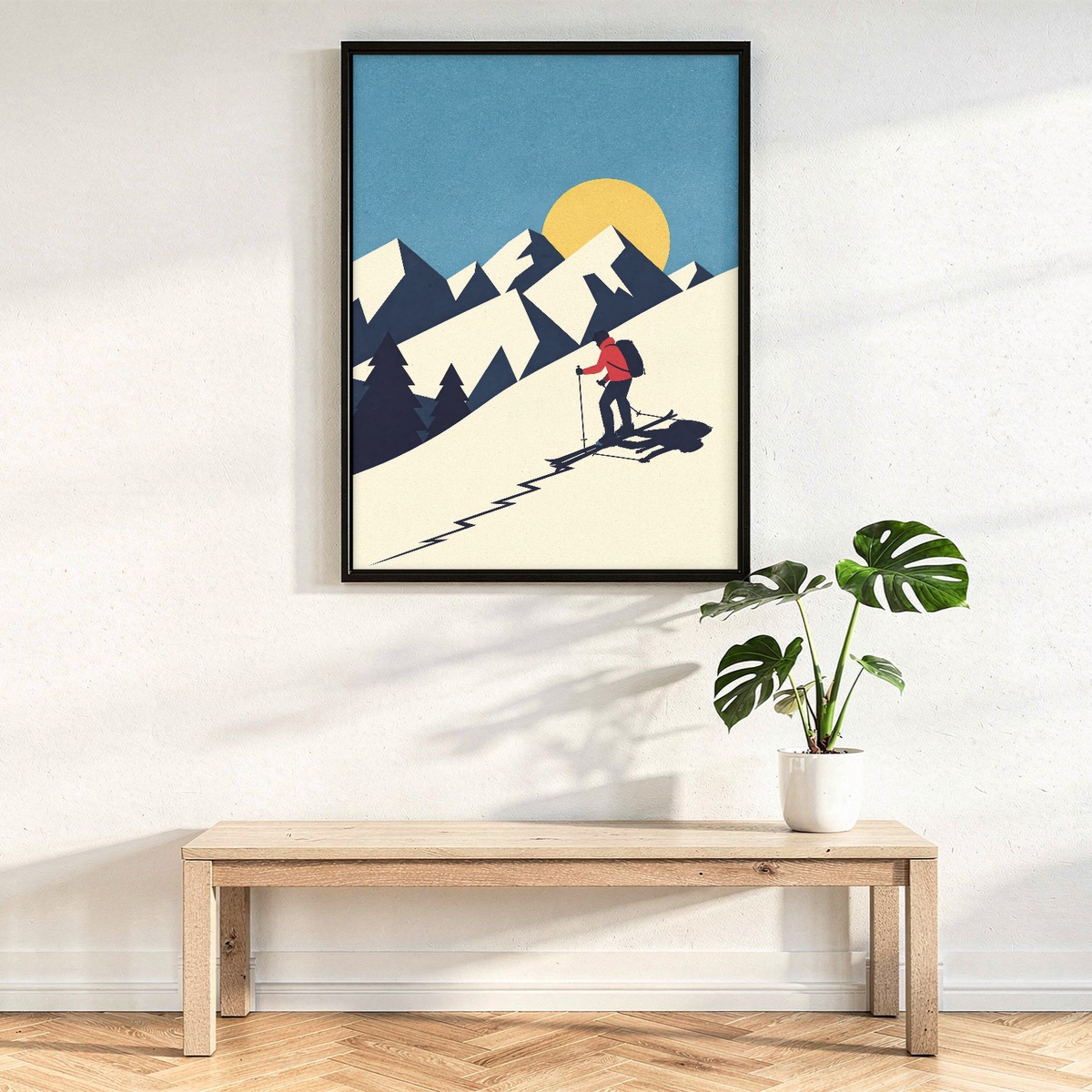 Backcountry Skier Wall Art, Retro Mountain Poster, Vintage Ski Touring Print
